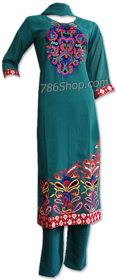  Teal Georgette Suit | Pakistani Dresses in USA- Image 1