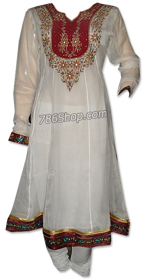  White Georgette Suit  | Pakistani Dresses in USA- Image 1