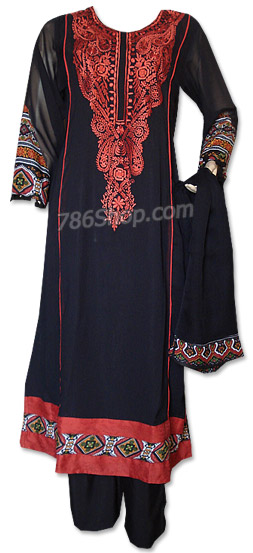  Black Chiffon Suit | Pakistani Dresses in USA- Image 1