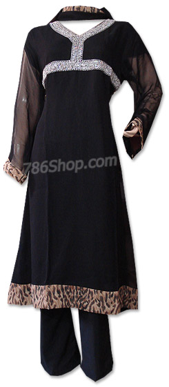  Black Chiffon Suit  | Pakistani Dresses in USA- Image 1