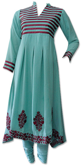  Light Sea Green Georgette Suit | Pakistani Dresses in USA- Image 1