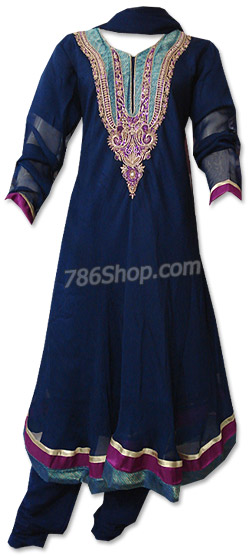  Navy Blue Georgette Suit | Pakistani Dresses in USA- Image 1