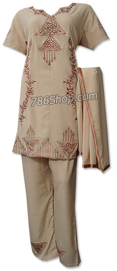  Light Brown Georgette Trouser Suit | Pakistani Dresses in USA- Image 1