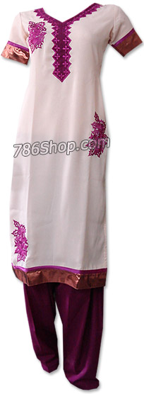  Off-white/Dark Purple Georgette Suit | Pakistani Dresses in USA- Image 1