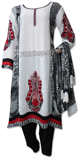  White/Black Georgette Suit   | Pakistani Dresses in USA- Image 1