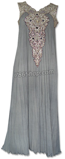  Grey Crinkle Chiffon Suit  | Pakistani Dresses in USA- Image 1