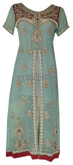  Sea Green Crinkle Chiffon Suit  | Pakistani Dresses in USA- Image 1