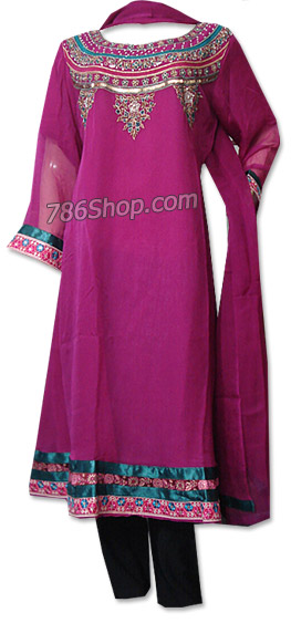  Magenta Chiffon Suit | Pakistani Dresses in USA- Image 1