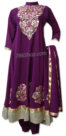  Dark Purple Georgette Suit | Pakistani Dresses in USA- Image 1