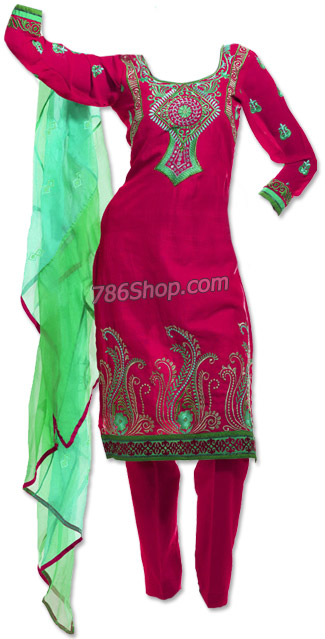  Hot Pink Chiffon Suit | Pakistani Dresses in USA- Image 1