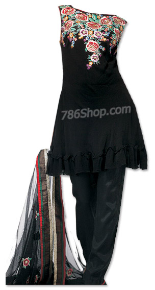  Black Georgette Suit   | Pakistani Dresses in USA- Image 1