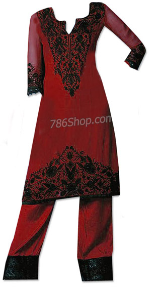  Red Georgette Suit   | Pakistani Dresses in USA- Image 1