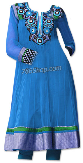  Turquoise Chiffon Suit   | Pakistani Dresses in USA- Image 1