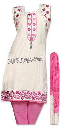  White/Pink Georgette Suit     | Pakistani Dresses in USA- Image 1