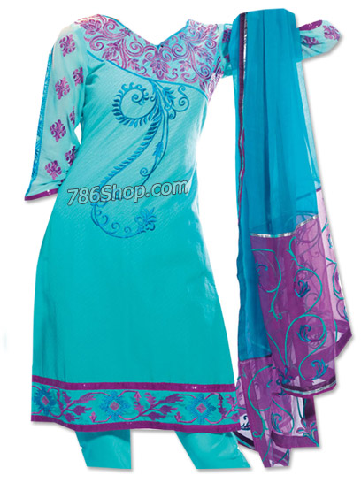  Light Turquoise Georgette Suit  | Pakistani Dresses in USA- Image 1