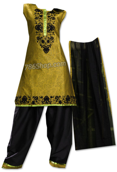  Mehndi/Black Jamawar Suit   | Pakistani Dresses in USA- Image 1
