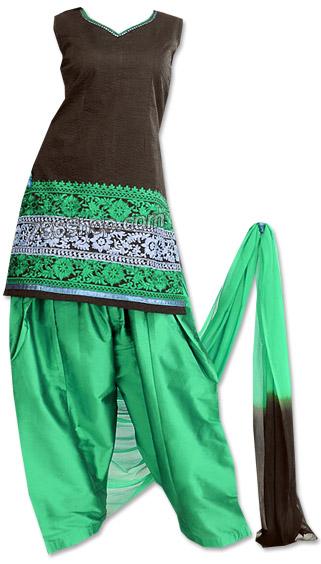  Brown/Sea Green Georgette Suit    | Pakistani Dresses in USA- Image 1