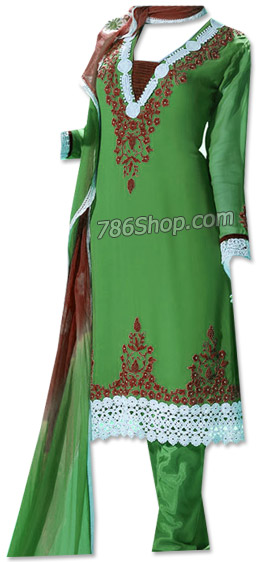  Green Georgette Suit  | Pakistani Dresses in USA- Image 1