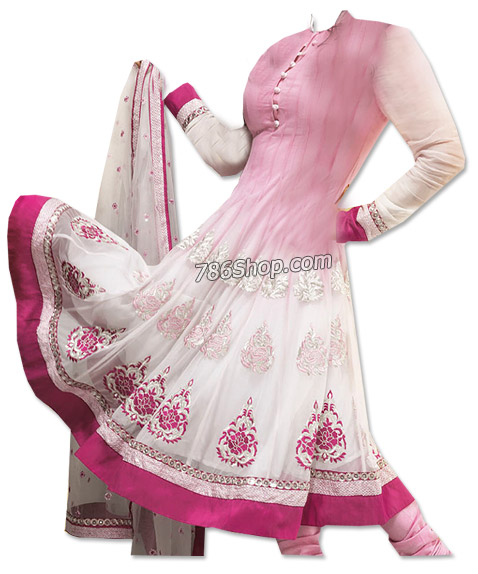  Off-white/Pink Georgette Suit  | Pakistani Dresses in USA- Image 1