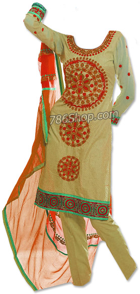  Light Golden/Red Georgette Suit  | Pakistani Dresses in USA- Image 1