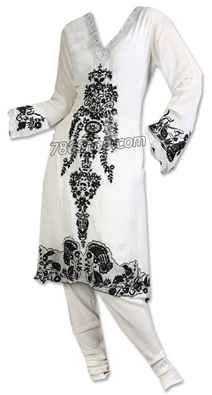  White Georgette Suit   | Pakistani Dresses in USA- Image 1