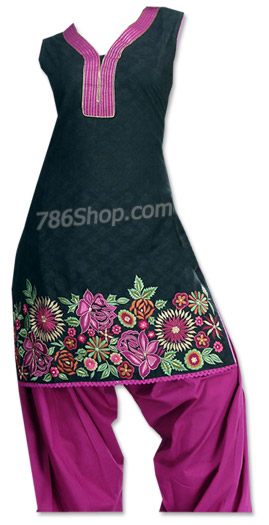  Black/Magenta Georgette Suit  | Pakistani Dresses in USA- Image 1