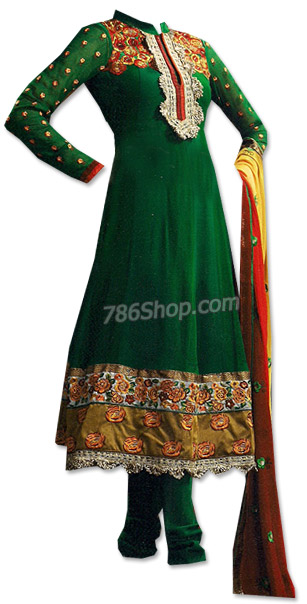  Dark Green Georgette Suit  | Pakistani Dresses in USA- Image 1