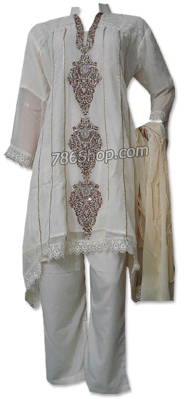  Ivory Chiffon Suit  | Pakistani Dresses in USA- Image 1