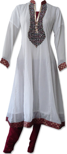  White Georgette Suit  | Pakistani Dresses in USA- Image 1