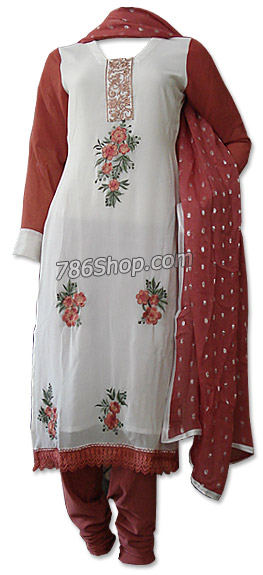  Off-White/Tea Pink Georgette Suit | Pakistani Dresses in USA- Image 1