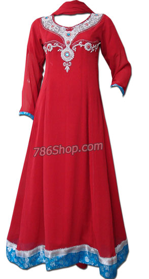  Red Chiffon Suit  | Pakistani Dresses in USA- Image 1