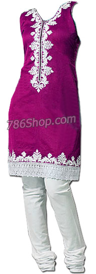 Dark Purple/White Georgette  | Pakistani Dresses in USA- Image 1