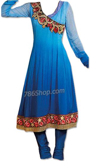  Blue Georgette Suit  | Pakistani Dresses in USA- Image 1