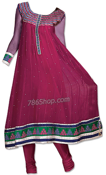  Magenta Chiffon Suit | Pakistani Dresses in USA- Image 1