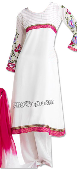  White Georgette Suit  | Pakistani Dresses in USA- Image 1