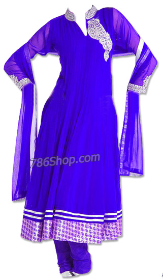  Royal Blue Chiffon  Suit  | Pakistani Dresses in USA- Image 1