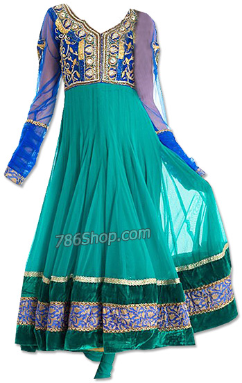  Sea Green Chiffon Suit | Pakistani Dresses in USA- Image 1