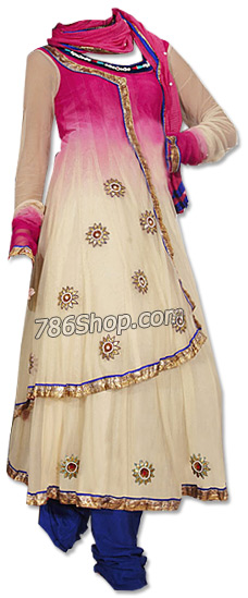  Pink/Cream Chiffon Suit  | Pakistani Dresses in USA- Image 1