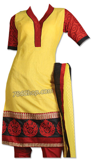  Yellow/Red Georgette Suit  | Pakistani Dresses in USA- Image 1