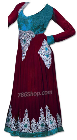  Maroon Chiffon Suit | Pakistani Dresses in USA- Image 1