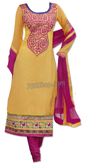  Yellow Georgette Suit | Pakistani Dresses in USA- Image 1
