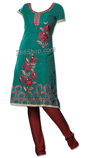  Teal/Brown Georgette Suit  | Pakistani Dresses in USA- Image 1