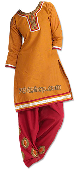  Orange/Red Georgette Suit  | Pakistani Dresses in USA- Image 1