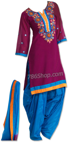 Magenta/Blue Georgette Suit   | Pakistani Dresses in USA