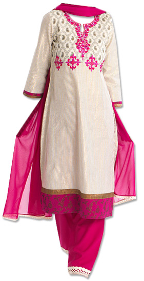  Pink/Off-white Georgette Suit  | Pakistani Dresses in USA- Image 1