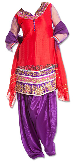  Red/Purple Georgette Suit   | Pakistani Dresses in USA- Image 1