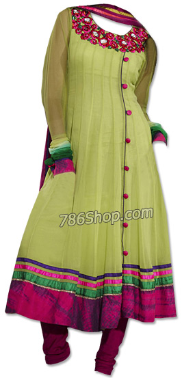  Light Green Chiffon Suit | Pakistani Dresses in USA- Image 1