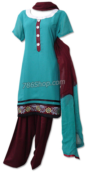  Sea Green Georgette Suit   | Pakistani Dresses in USA- Image 1