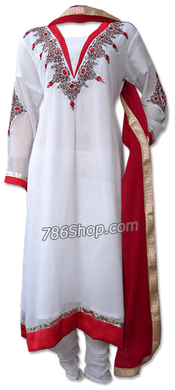  White Chiffon Suit  | Pakistani Dresses in USA- Image 1