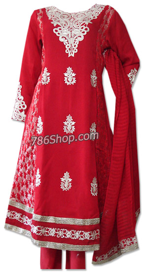  Red Chiffon Suit   | Pakistani Dresses in USA- Image 1